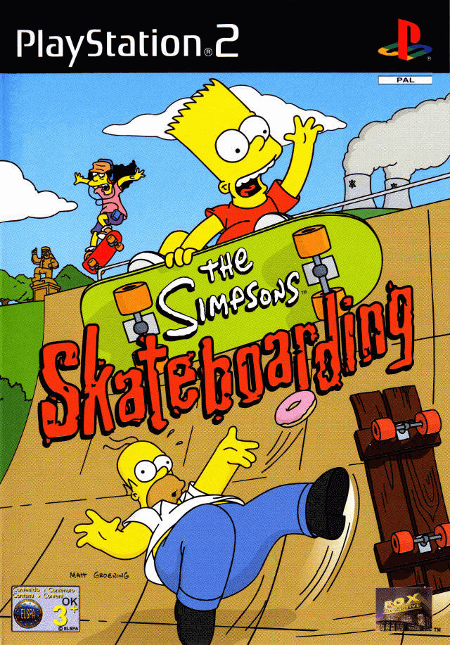 The Simpsons Skateboarding box art for Playstation 2